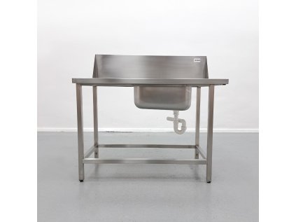 Nerezový sůl s dřezem - vstupní stůl k myčce 120x70x116 cm