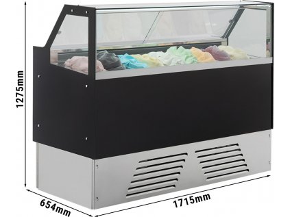 Vitrína na zmrzlinu - 1,71 x 0,65 m - 9 x 5 litrov - vyhrievané predné okno