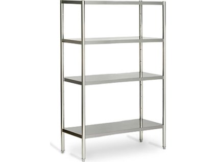Nerezový regál ECO - 1,2 x 0,5 m - so 4 policami (NASTAVITEĽNÉ)