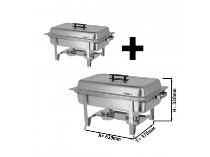 (2 kusy) Chafing s víkem a nohami z nerezové oceli