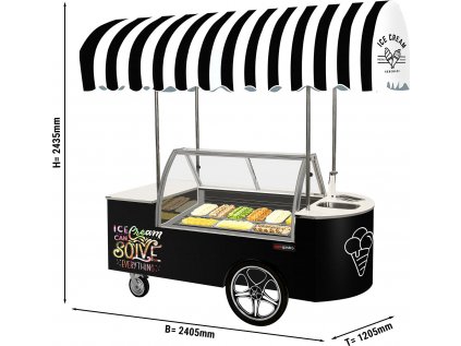 Vozík na zmrzlinu - s 2 posuvnými dverami - Okrúhly - 2,4 x 1,2 m