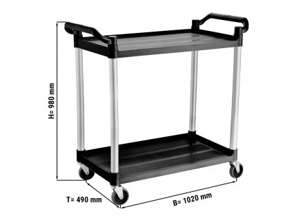 Plastový servírovací vozík 1,02 m - se 2 policemi