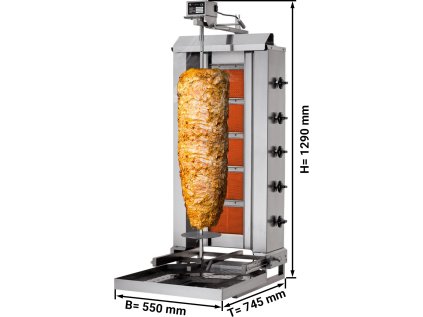 Kebab gril 5 pohyblivých hořáků do 80 kg