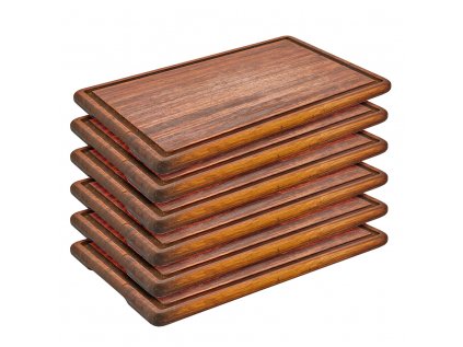 (6 kusů) Dřevěný steakový talíř Iroko - 40 x 25 cm