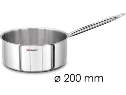 Hrnec s rukojetí (mělký) - Ø 200 mm - výška 90 mm | Hrnec s rukojetí | Hrnec na mléko | Nerezový hrnec