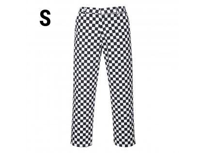 (5 kusov) Unisex kuchárske nohavice - čierna / biela - Veľkosť: S