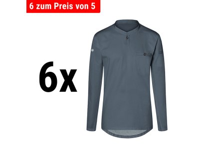 (6 pieces) KARLOWSKY | Long Sleeve Men's Work Shirt Performance - Anthracite - Size: 5XL
