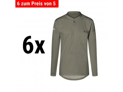 (6 kusov) Karlowsky - pánska pracovná košeľa s dlhým rukávom Performance - šalvia - veľkosť: XS