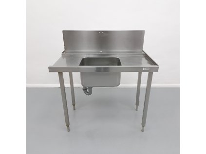 Nerezový sůl s dřezem - vstupní stůl k myčce 117x74x125 cm
