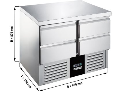 Chladicí stůl Saladette PREMIUM - 0,9 x 0,7 m - se 4 zásuvkami