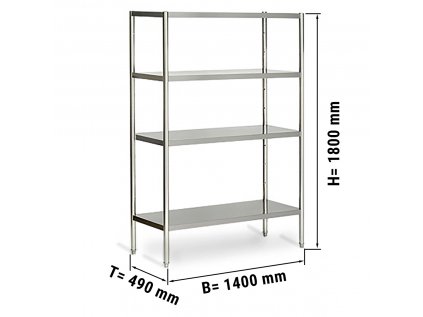 ECO regál z nerezové oceli 1400 x 490 x 1800 mm