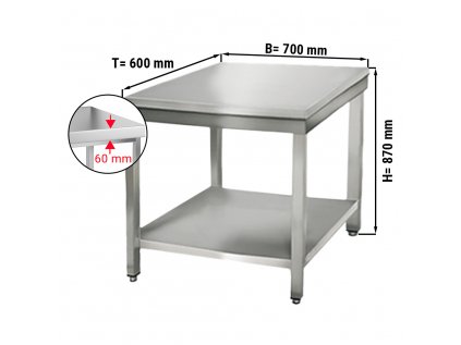 Nerezový pracovní stůl ECO se spodní policí a bez zadního lemu- 700 x 600 x 870 mm