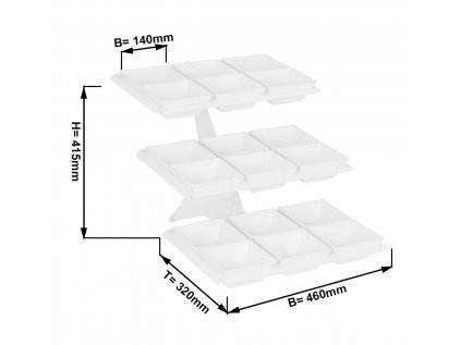 Etagere / Buffet stand - White - incl. 18 melamine bowls - Rectangular