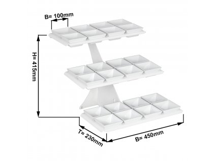 Etagere / Buffet stand - White - incl. 24 melamine bowls - Rectangular