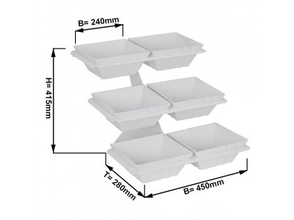 Etagere / Buffet stand - White - incl. 6 melamine bowls - Rectangular