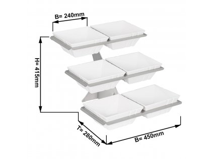Etagere / Buffet stand - incl. 6 melamine bowls - Rectangular