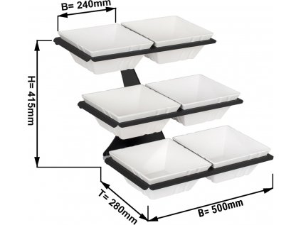 Etagere / Buffet stand - Black - incl. 6 melamine bowls - Rectangular
