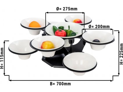 Etagere / Buffet stand - Rotating - Black - incl. 9 melamine bowls - Round