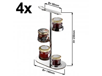 (4 pieces) Jam stand / buffet stand - chrome - with 4 shelves
