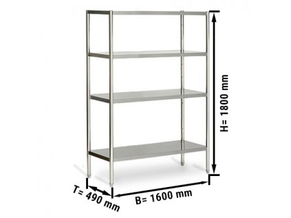 ECO regál z nerezovej ocele 1600 x 490 x 1800 mm