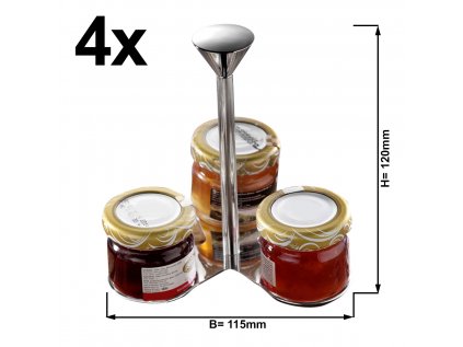 (4 pieces) Jam Etagere / Buffet Stand - Chrome - with 3 shelves