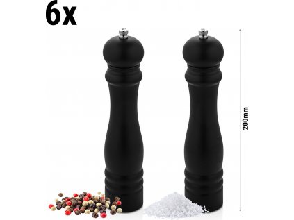 (12 kusov) Drevený mlynček na soľ a korenie - Výška: 20 cm