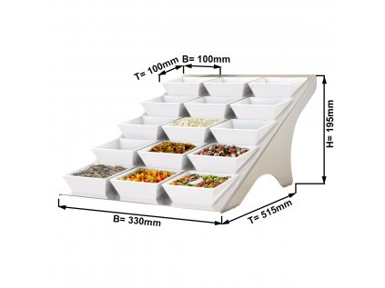 Etagere / Buffet stand - Chrome - incl. 15 melamine bowls - Rectangular