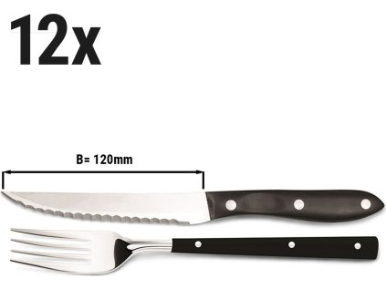 (12 Kusů) Sada příborů na steaky - 12 cm