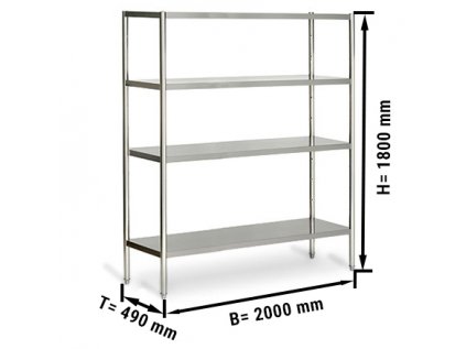 ECO regál z nerezovej ocele 2000 x 490 x 1800 mm