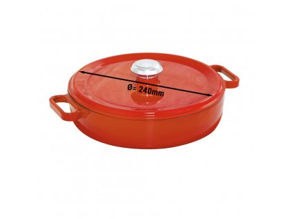 Litinový hrnec mělký - Ø 240 mm - oranžový