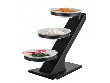Etažér / Bufetový stojan - černý - vč. 3 melaminových misek Ø 260mm