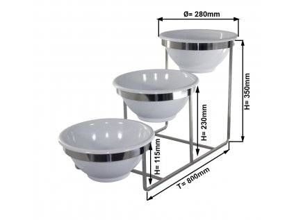 Etagerie / Buffet stand - Chrome - incl. 3 melamine bowls - round
