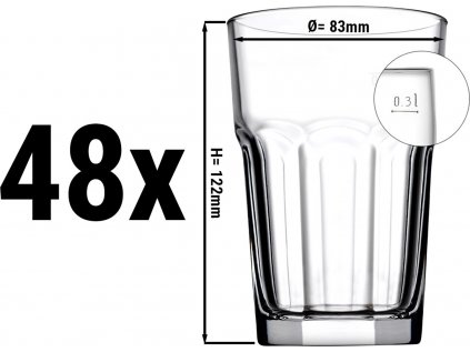 (48 kusov) poháre na džús & long drink - CASABLANCA - 355 ml - kalibrované na 300 ml