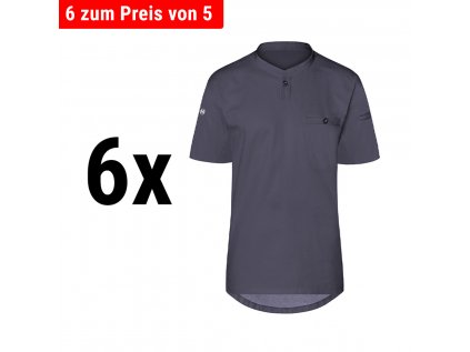 (6 kusov) Karlowsky - pánska pracovná košeľa s krátkym rukávom performance - antracit - veľkosť: 2XL