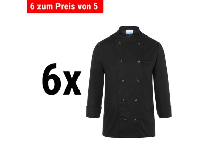 (6 kusů) Karlowsky Chef's Jacket Basic - Black - Velikost: L