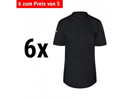 (6 kusů) Karlowsky - pánská pracovní košile s krátkým rukávem performance - černá - velikost: M
