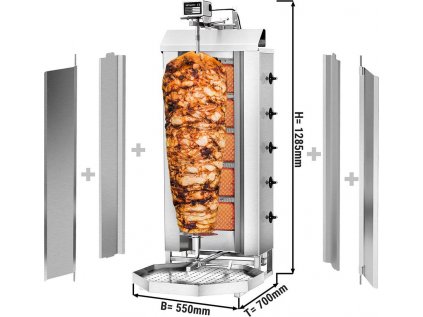 Gyros/ doner kebab gril - 5 hořáků - max. 80 kg - včetně ochranné desky a křídlových dvířek