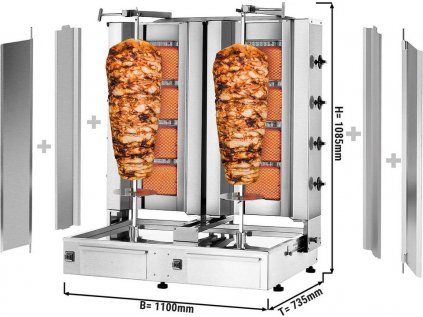 Gril na kebab Gyros/ doner - 4+4 hořáky - max. 120 kg