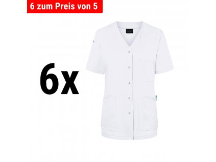 (6 kusů) Karlowsky - dámská tunika s krátkým rukávem Essential - bílá - velikost: 34