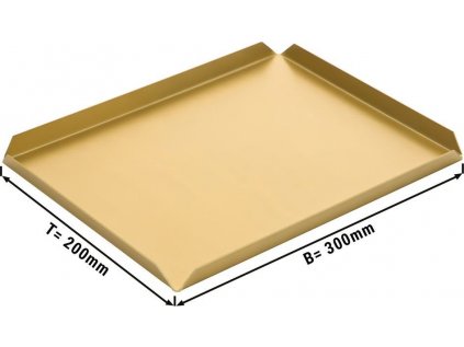 (5 Kusů) Cukrářský & Prezentační podnos z hliníku - 300 x 200 x 10 mm - šampaň