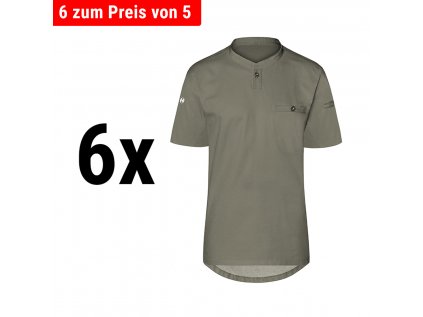 (6 kusov) Karlowsky - Krátky rukáv pánska pracovná košeľa Performance - Sage - Veľkosť: 3XL