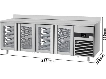 Chladicí stůl PREMIUM - 2,3 x 0,7 m - se 4 skleněnými dveřmi