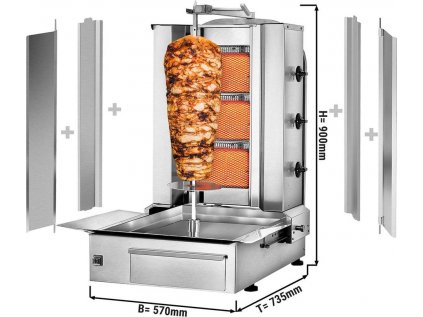 Gyros/ doner kebab gril - 3 hořáky - max. 40 kg