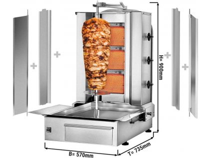 Gyros/doner kebab gril - 3 horáky - max. 40 kg