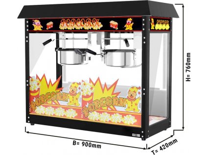 Stroj na popcorn - 10 kg/h - se 2 kotlíky