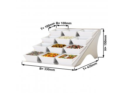 Etagere / Buffet stand - Chrome - incl. 12 melamine bowls - Rectangular