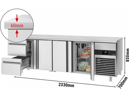 Chladiaci stôl PREMIUM - 2,3 x 0,7 m - s 3 dverami a 2 zásuvkami 1/2