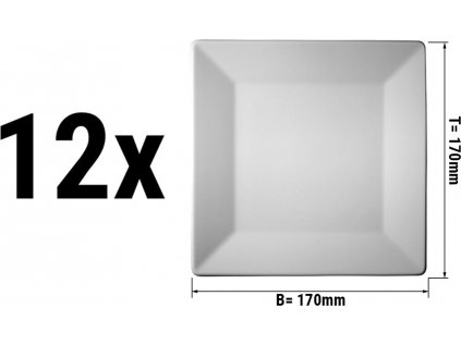 (12 pieces) MAYA - Plates - flat & square - 160x160mm - White