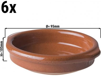 (6 kusov) CLASSICO - Zapekacia miska / tanier na tapas - 8 x 2 cm - Hnedá farba