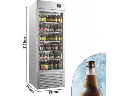 Chladnička na nápoje SUPERCOOLER - strieborná - nerezový interiér - s presklenými dvierkami